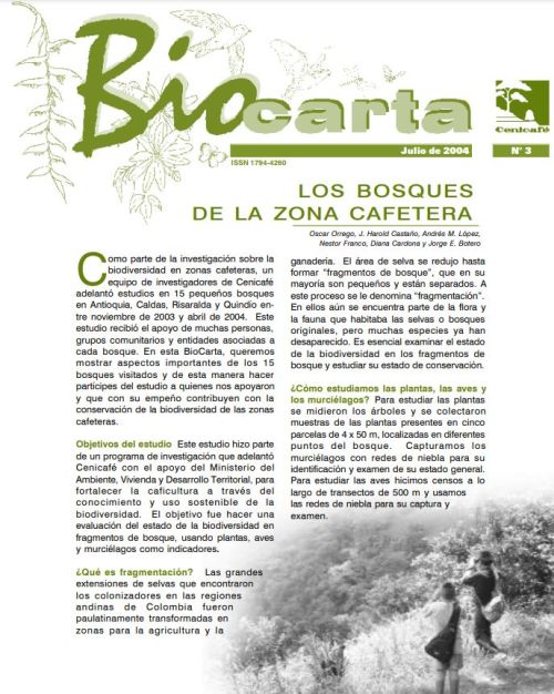 <p>Biocarta 003: Los bosques de la zona cafetera</p>