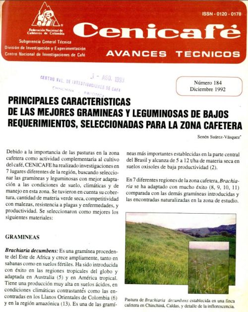 <p>(avt0184)Principales características de las mejores gramíneas y leguminosas de bajos requerimientos seleccionados para la zona cafetera. (avt0184)</p> <p>(avt0184)Principales características de las mejores gramíneas y leguminosas de bajos requerimientos seleccionados para la zona cafetera. (avt0184)</p>