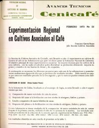 <p>(avt0023)Experimentación regional en Cultivos Asociados al Café. (avt0023)</p>