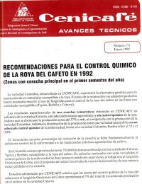 <p>(avt0171)Recomendaciones para el control químico de la roya del cafeto en 1992. (Zonas con cosecha principal en el primer semestre del año). (avt0171)</p> <p>(avt0171)Recomendaciones para el control químico de la roya del cafeto en 1992. (Zonas con cosecha principal en el primer semestre del año). (avt0171)</p>