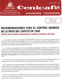 <p>(avt0173)Recomendaciones para el control químico de la roya del cafeto en 1992. (Zonas con cosecha importante en ambos semestres del año). (avt0173)</p> <p>(avt0173)Recomendaciones para el control químico de la roya del cafeto en 1992. (Zonas con cosecha importante en ambos semestres del año). (avt0173)</p>