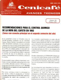 <p>(avt0186)Recomendaciones para el control químico de la roya del cafeto en 1993. (Zonas con cosecha principal en el segundo semestre del año). (avt0186)</p> <p>(avt0186)Recomendaciones para el control químico de la roya del cafeto en 1993. (Zonas con cosecha principal en el segundo semestre del año). (avt0186)</p>
