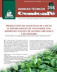 <p>(avt0356)Producción de almácigos de café en el departamento de Santander con diferentes fuentes de materia orgánica y de fósforo. (avt0356)</p> <p>(avt0356)Producción de almácigos de café en el departamento de Santander con diferentes fuentes de materia orgánica y de fósforo. (avt0356)</p>